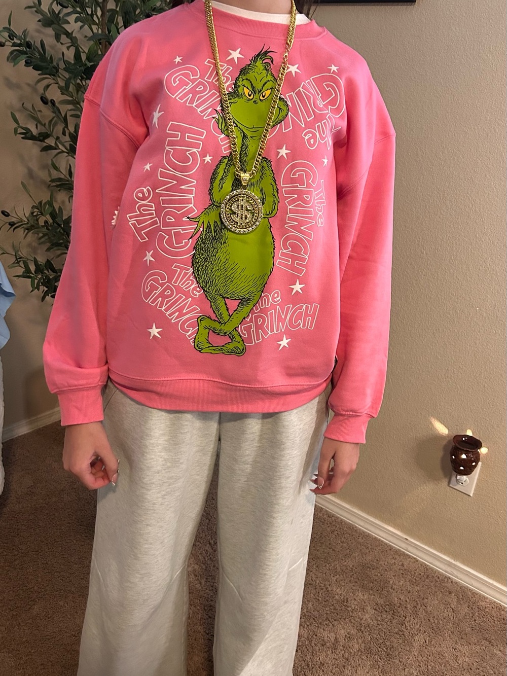 Dr. Seuss Pink Grinch Graphic Sweatshirt New